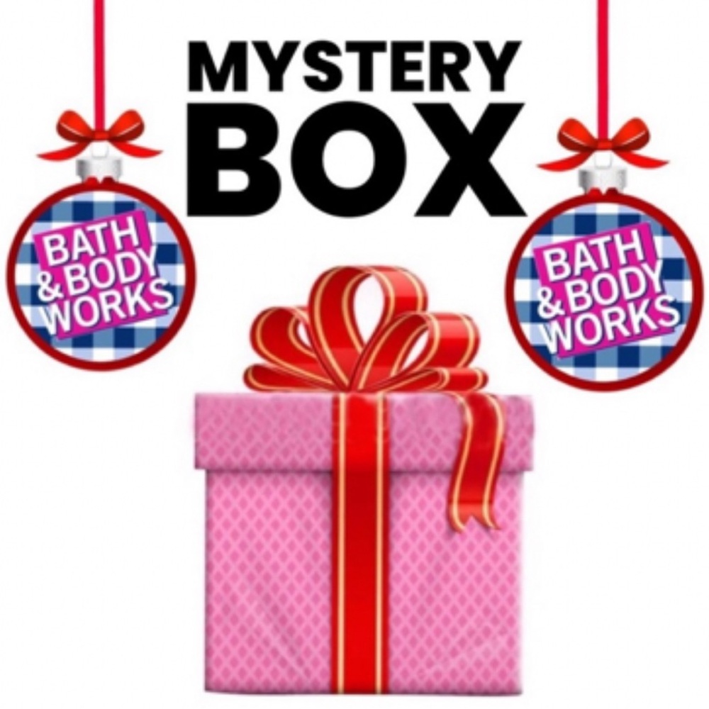 Mystery box with bath and body works products.